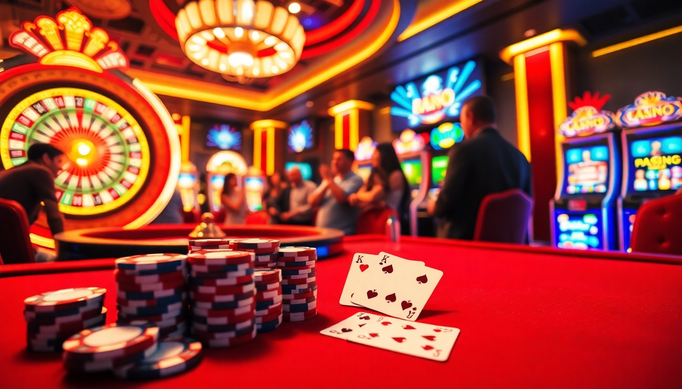 Engage with thrilling casino games at j88.com featuring poker chips, cards, and a roulette wheel.