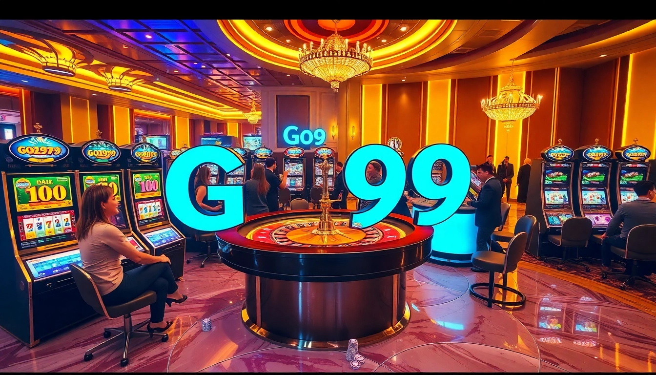 Players celebrating wins at Go99 casino, showcasing roulette and slot machines.