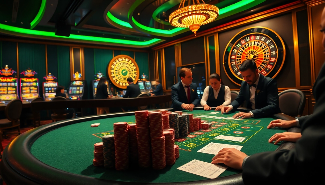 Experience high-stakes gaming action at 789f.mba with vibrant casino tables and thrilling poker chip stacks.