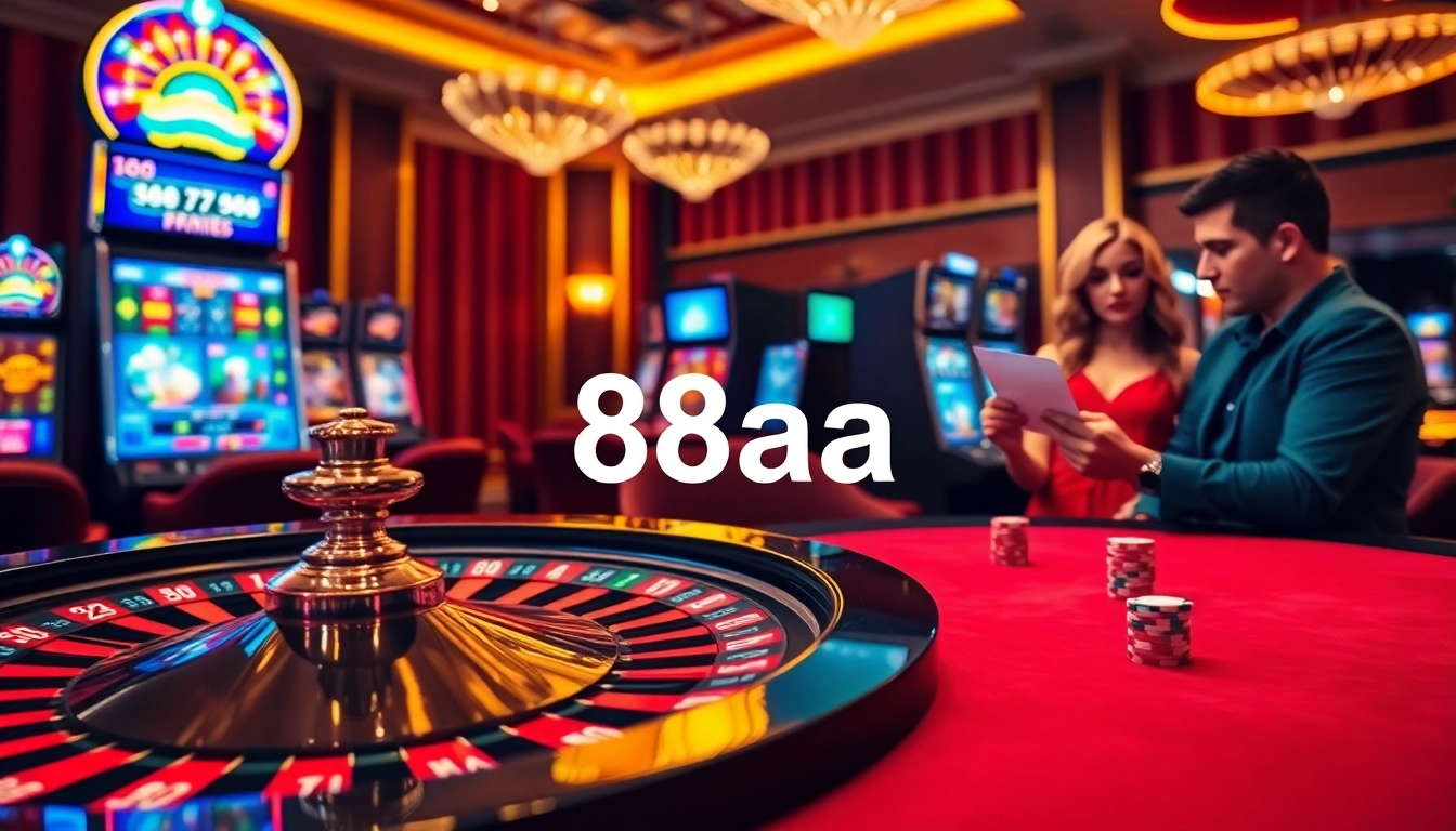 Experience the thrill of 88aa with exciting casino games featuring poker chips and roulette.
