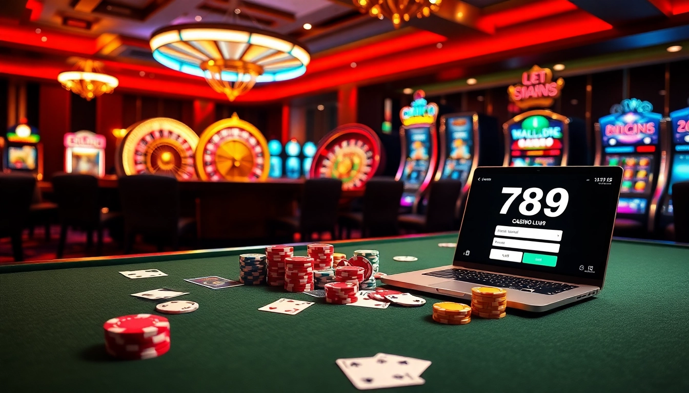 Experience the excitement of đăng nhập 789club with vibrant casino visuals, poker chips, and a roulette wheel.
