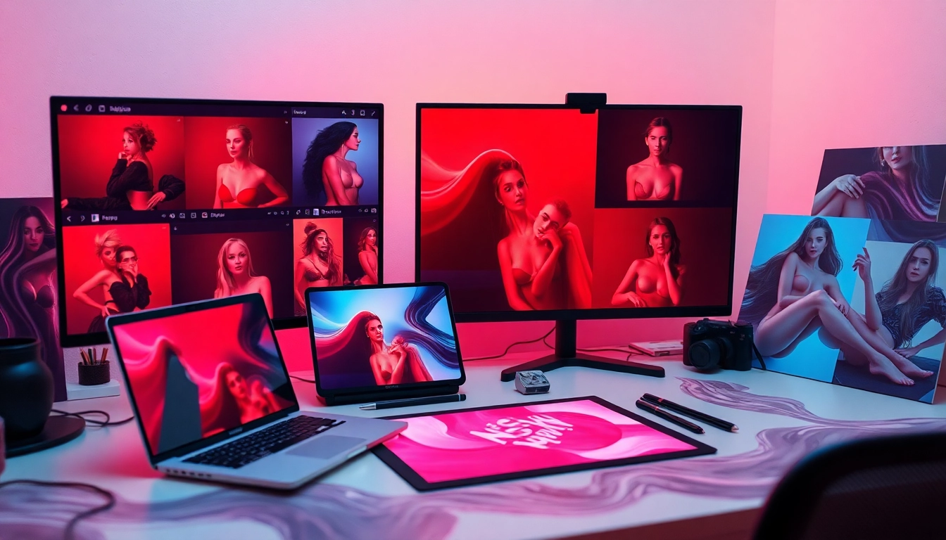 Advanced workspace showcasing nsfw ai image generation tools and art.