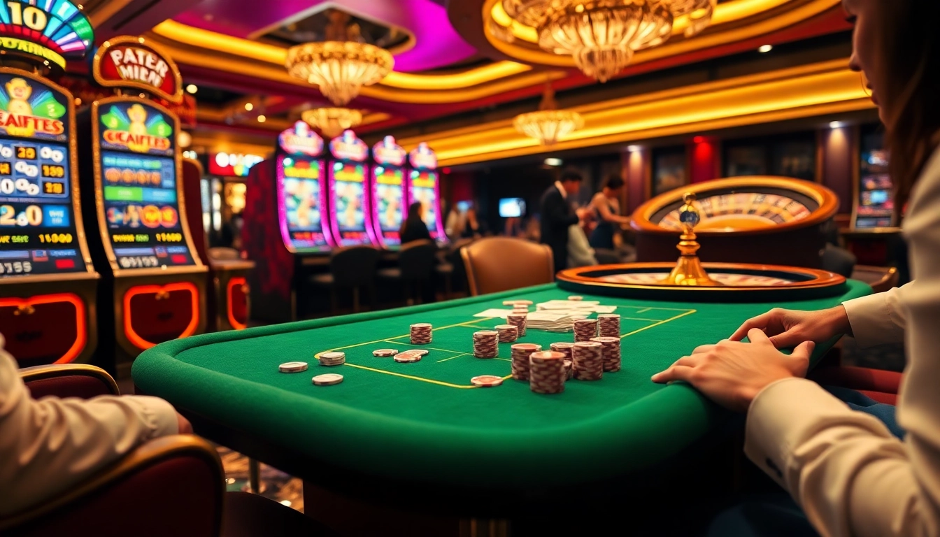 Experience intense gameplay at F168 with poker chips and a vibrant casino backdrop.
