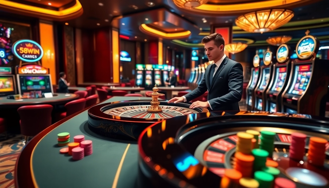 Join the excitement at 58win vip with players placing bets at a lively casino table.