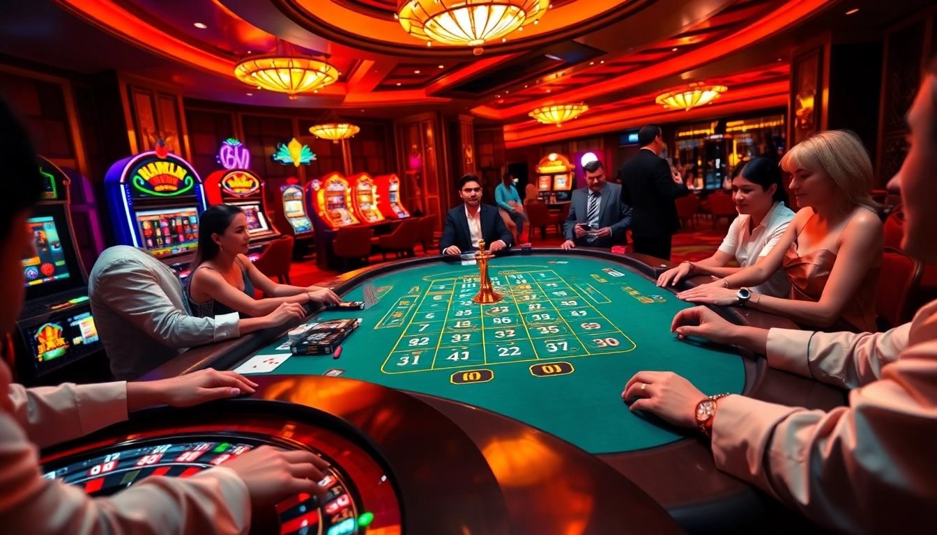 Players enjoying high-stakes gambling at a luxury casino table with haywin branding.