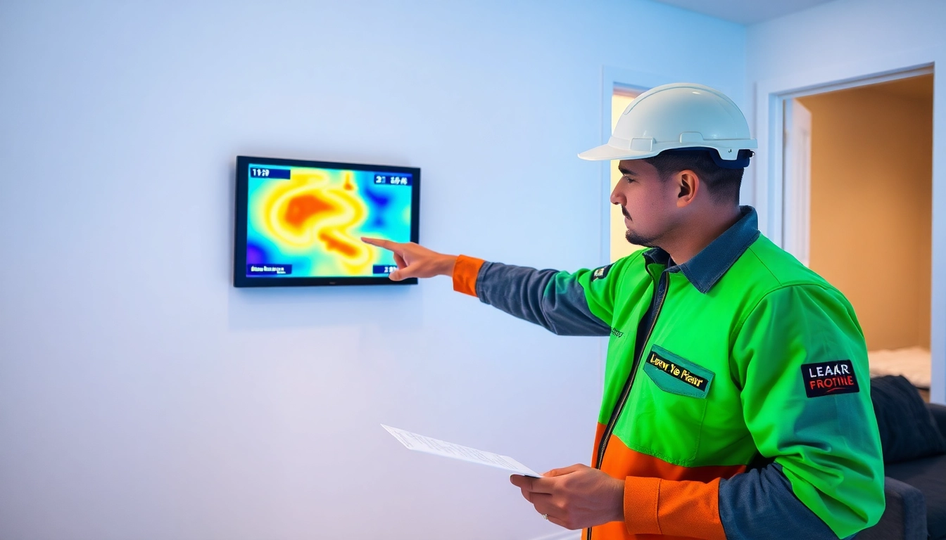 Expert technician performing a power flush leak detection using thermal imaging technology.