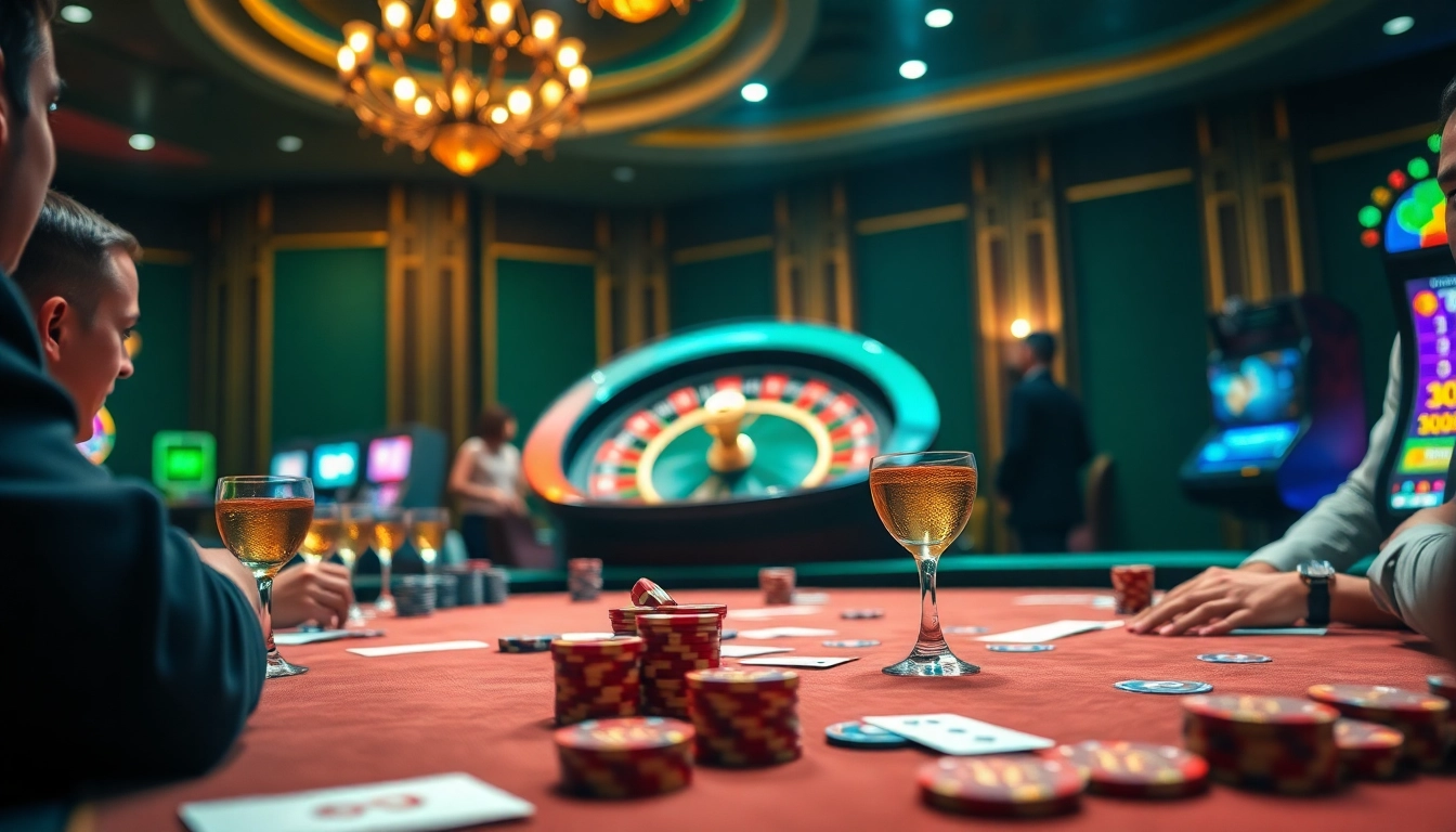 B52-themed casino scene featuring poker chips and cards in an elegant gambling environment.