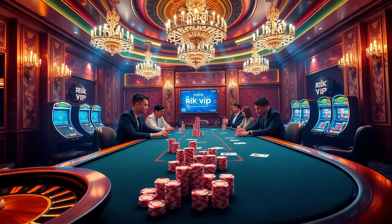Experience the excitement of rik vip at a luxury casino table with professional poker players.