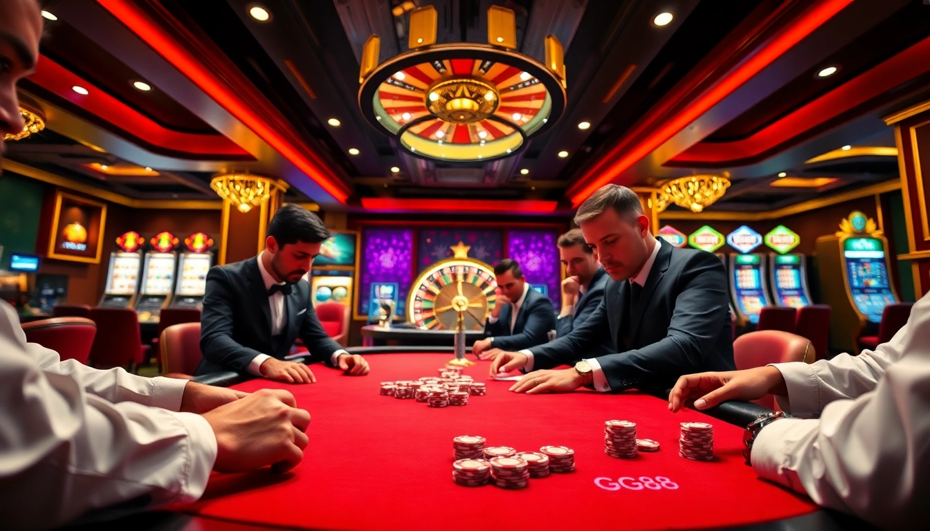 Experience thrilling gameplay at GG88 casino with vibrant poker and roulette action.