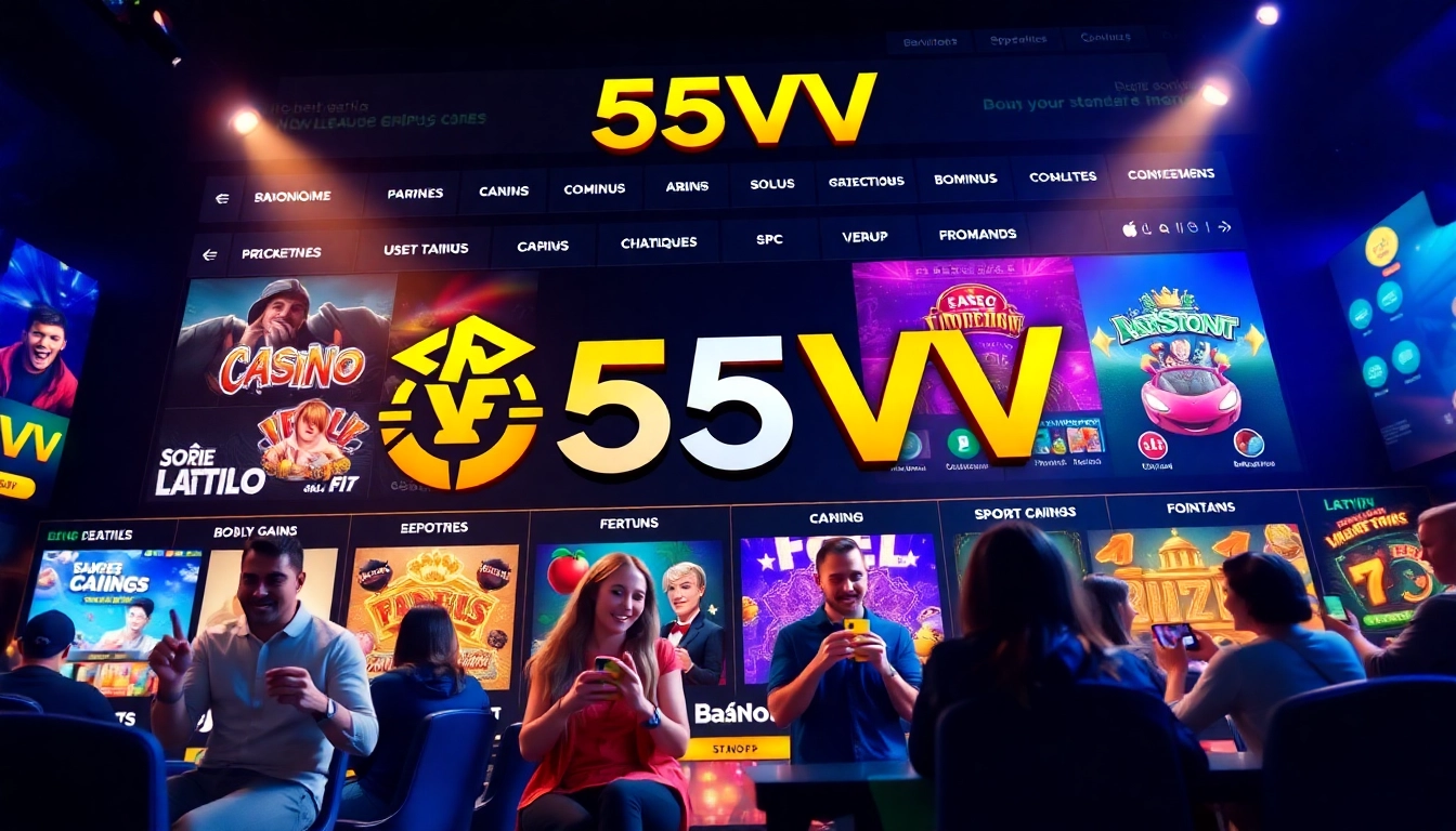 Experience the excitement of 5V5V with a sleek online gambling platform showcasing vibrant games and promotions.