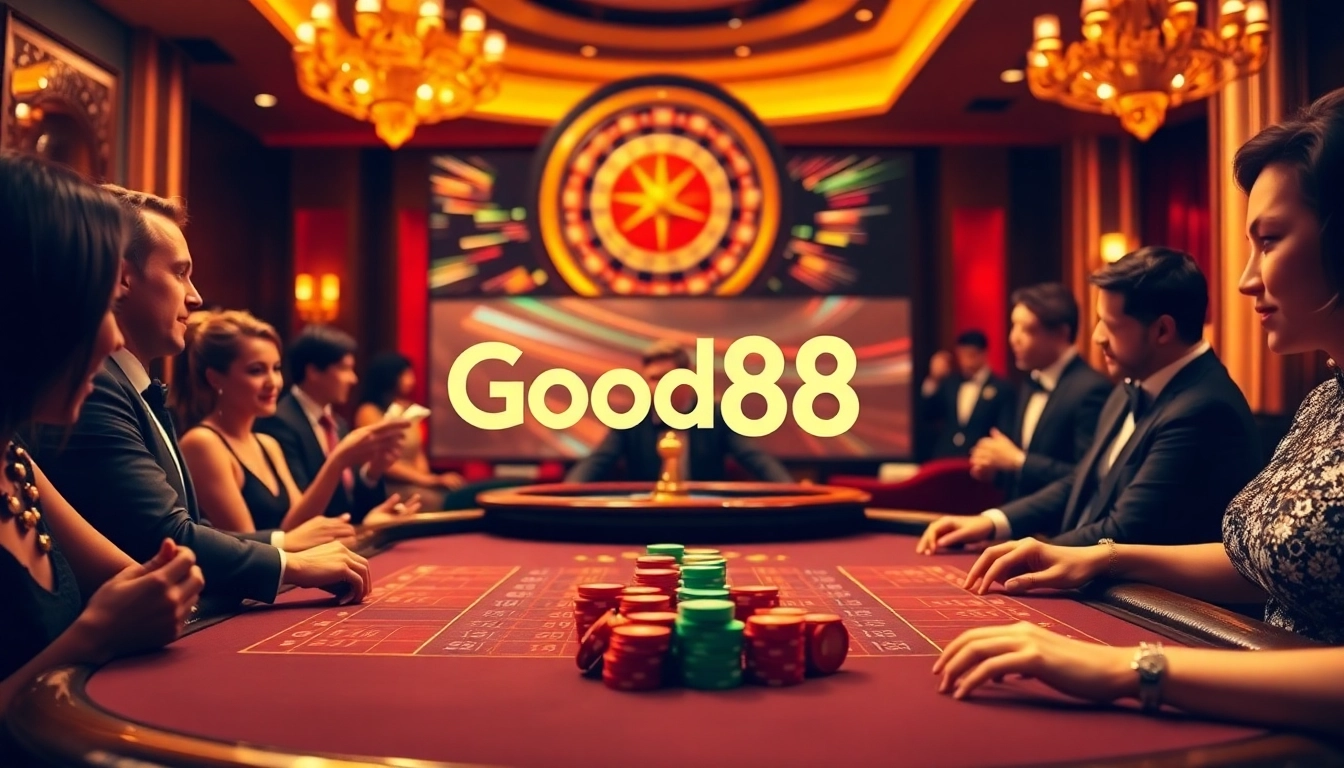 Experience high-stakes gaming at Good88 casino with vibrant poker action and exciting roulette.