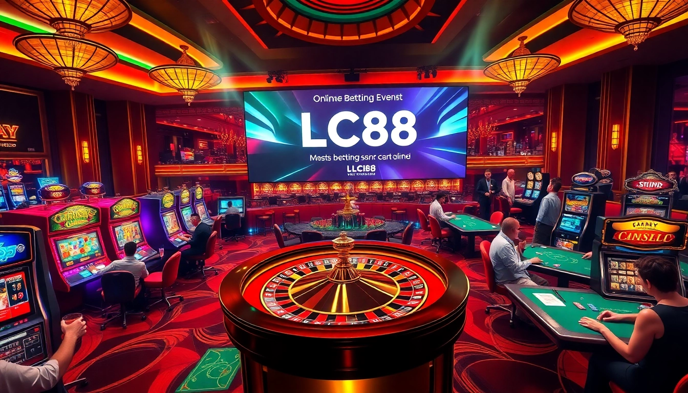 Experience the excitement of gambling with LC88 at a luxurious casino scene.