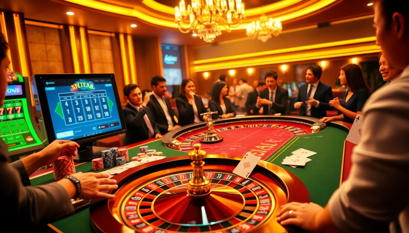 Experience the thrill of gaming at Fb88 casino with engaging poker chips and roulette action.