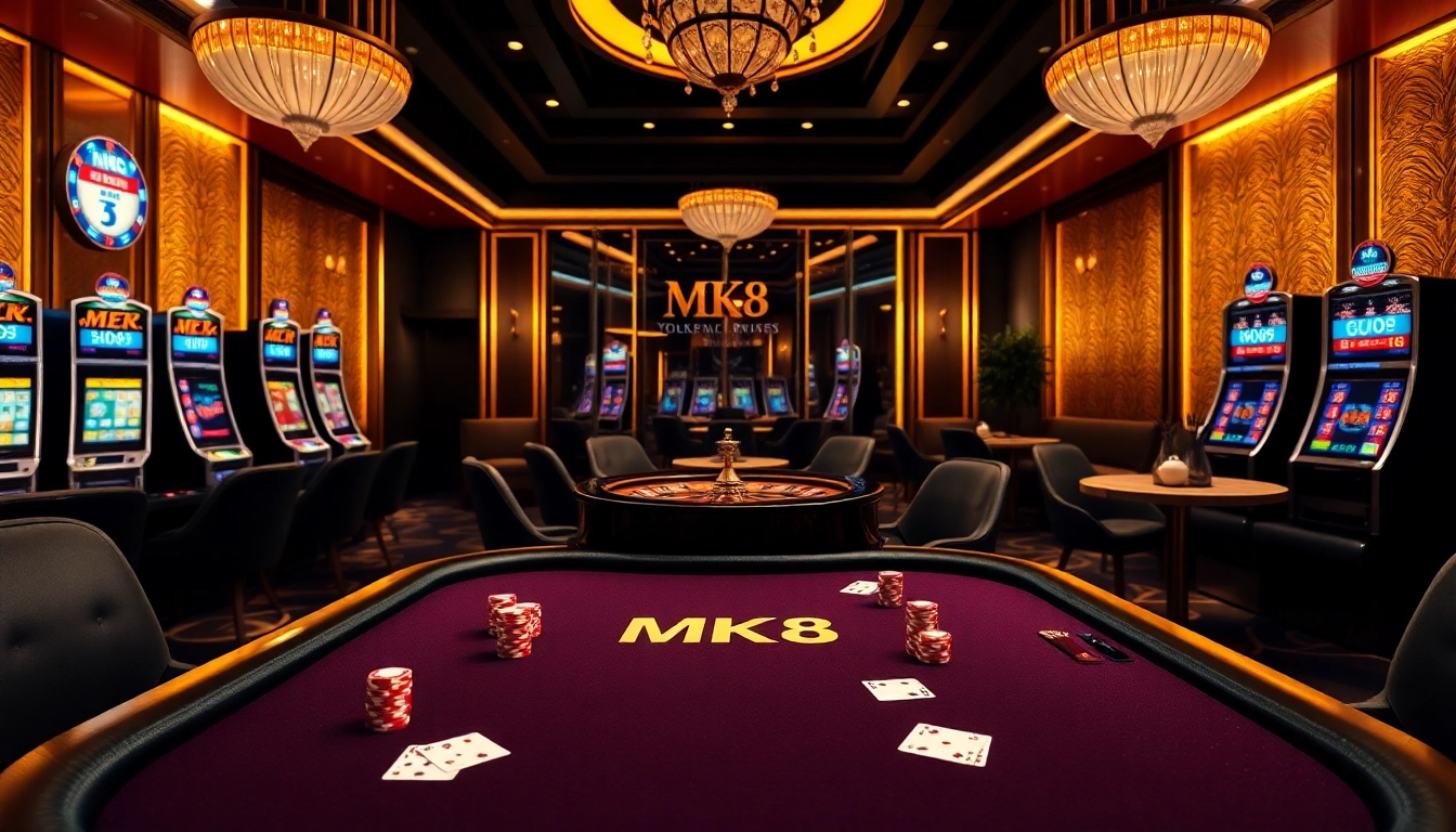 Engage in thrilling MK8 gaming at a luxurious poker table with vibrant chips and cards.