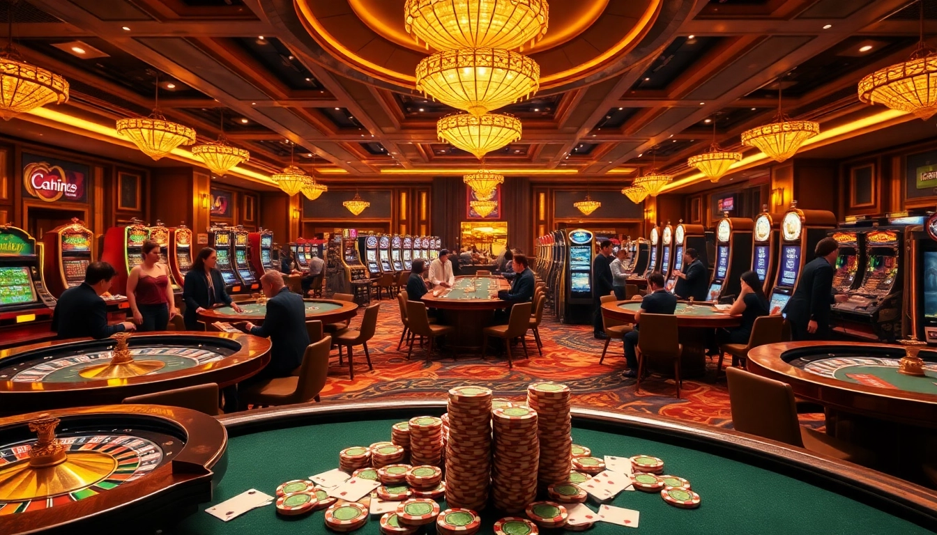 The excitement at 888vi.space casino with vibrant gaming tables and elegant slot machines.