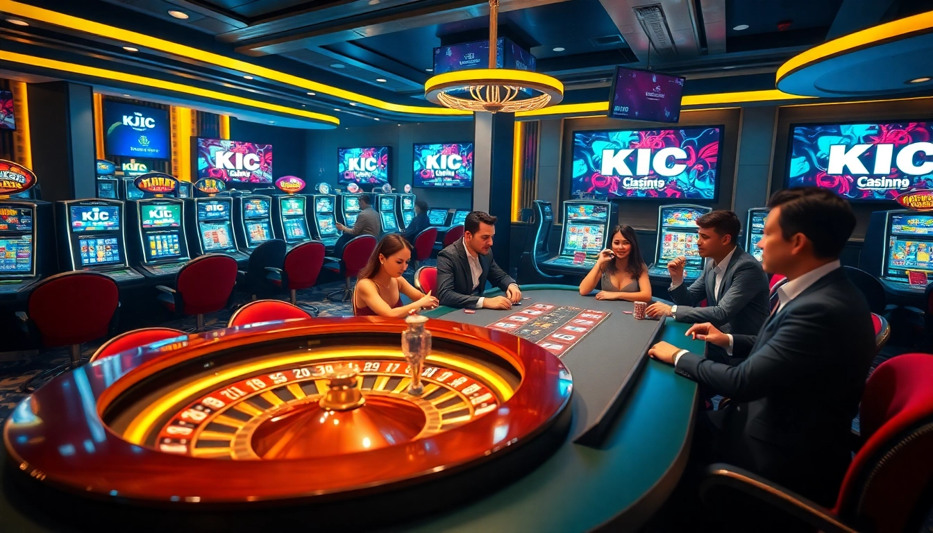 High-stakes poker action at a KJC casino table, showcasing excitement and luxury.