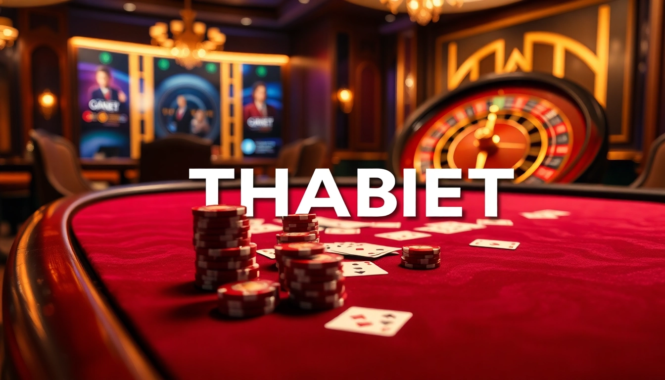 Engaging THABET poker game with vibrant chips, inviting players to experience premium gambling.