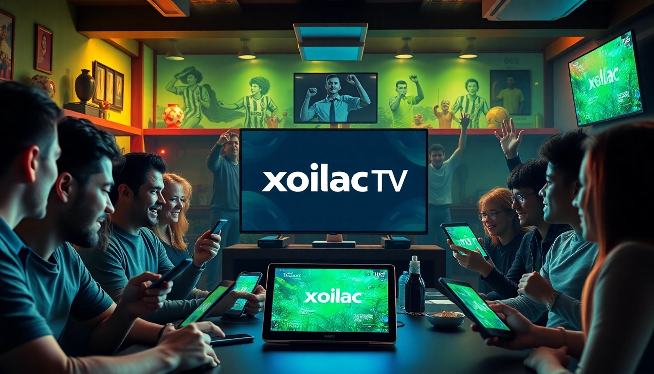 Xoilac TV streaming platform interface showcasing sports enthusiasts engaging with live matches.