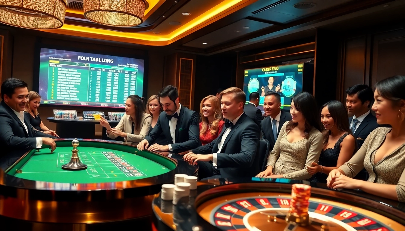 Betting excitement in a luxurious lounge showcasing tỷ lệ bóng odds and casino games.