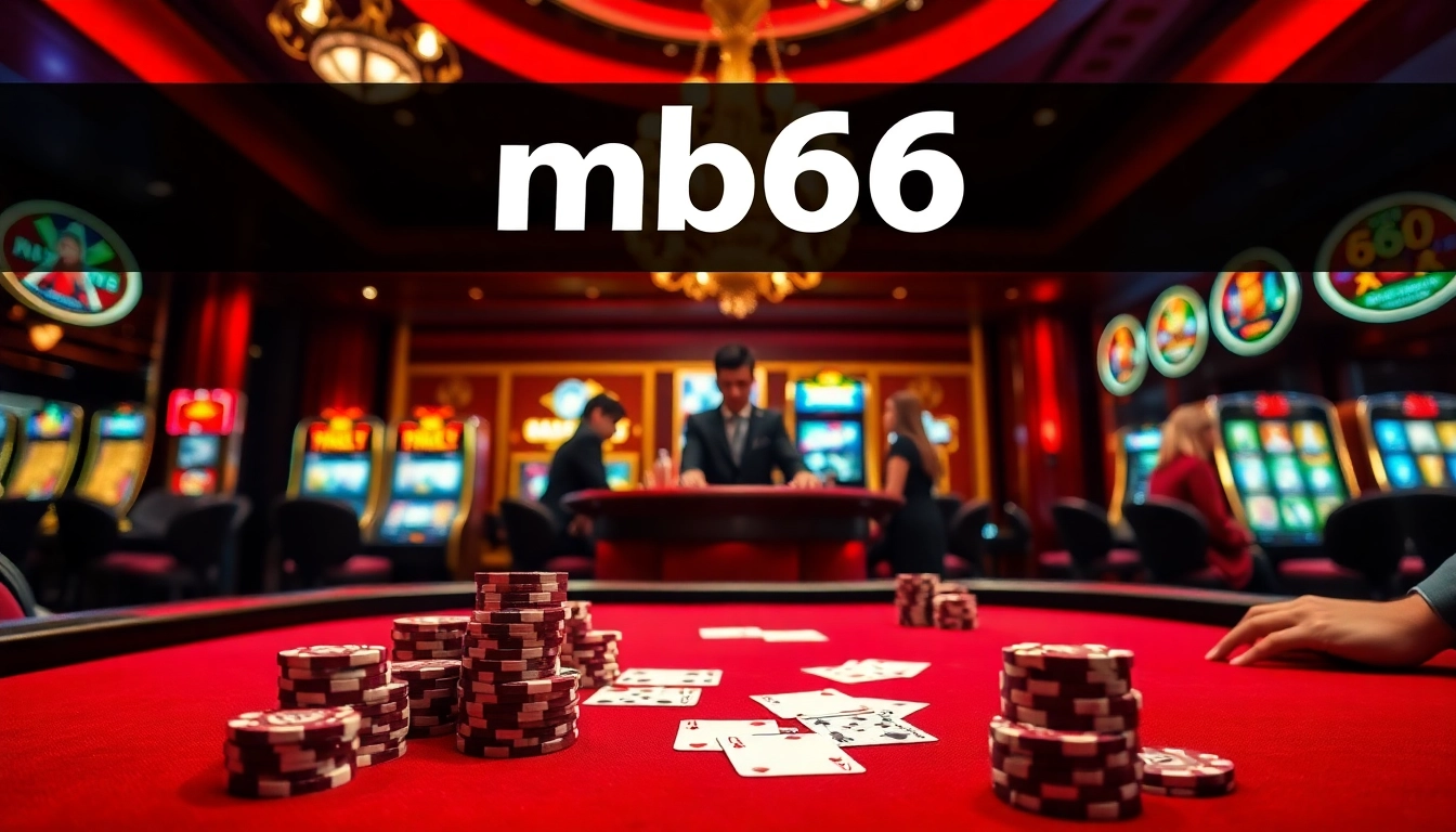 Experience the thrill of mb66 at a luxurious casino with vibrant poker action and exciting slot machines.