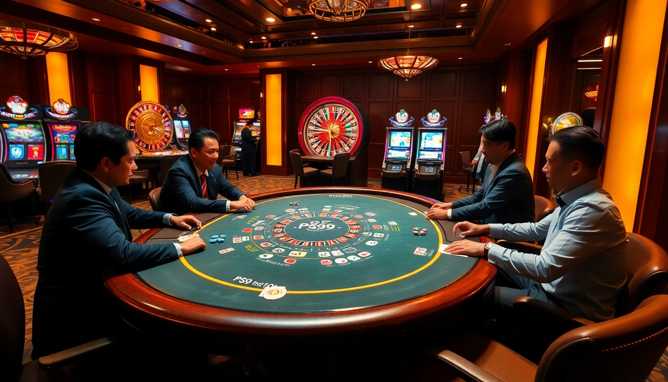 Exciting casino gaming scene featuring PS99-themed poker and roulette.