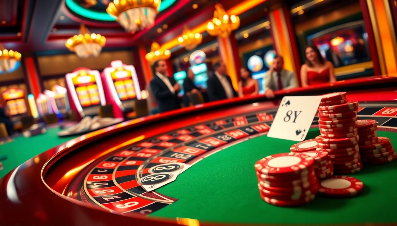 Play exciting games at 89bet casino with vibrant roulette and poker tables.