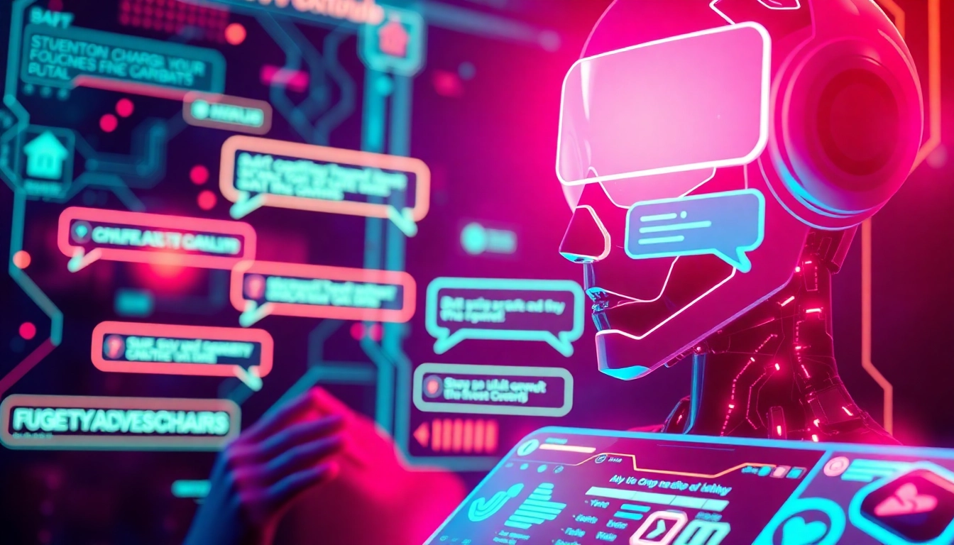 Engaging spicy AI chatbot interface with neon colors and dynamic interaction.