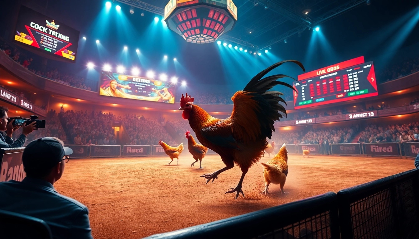 Captivating view of đá gà trực tiếp action with live betting excitement in a virtual arena.