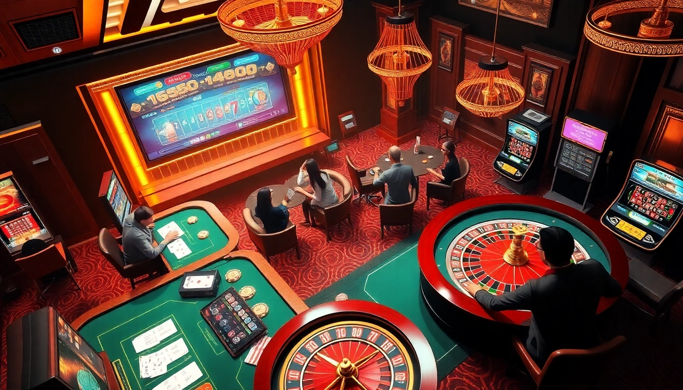 Exciting gaming action at Nhà Cái Win55 showcasing vibrant tables and dynamic players.