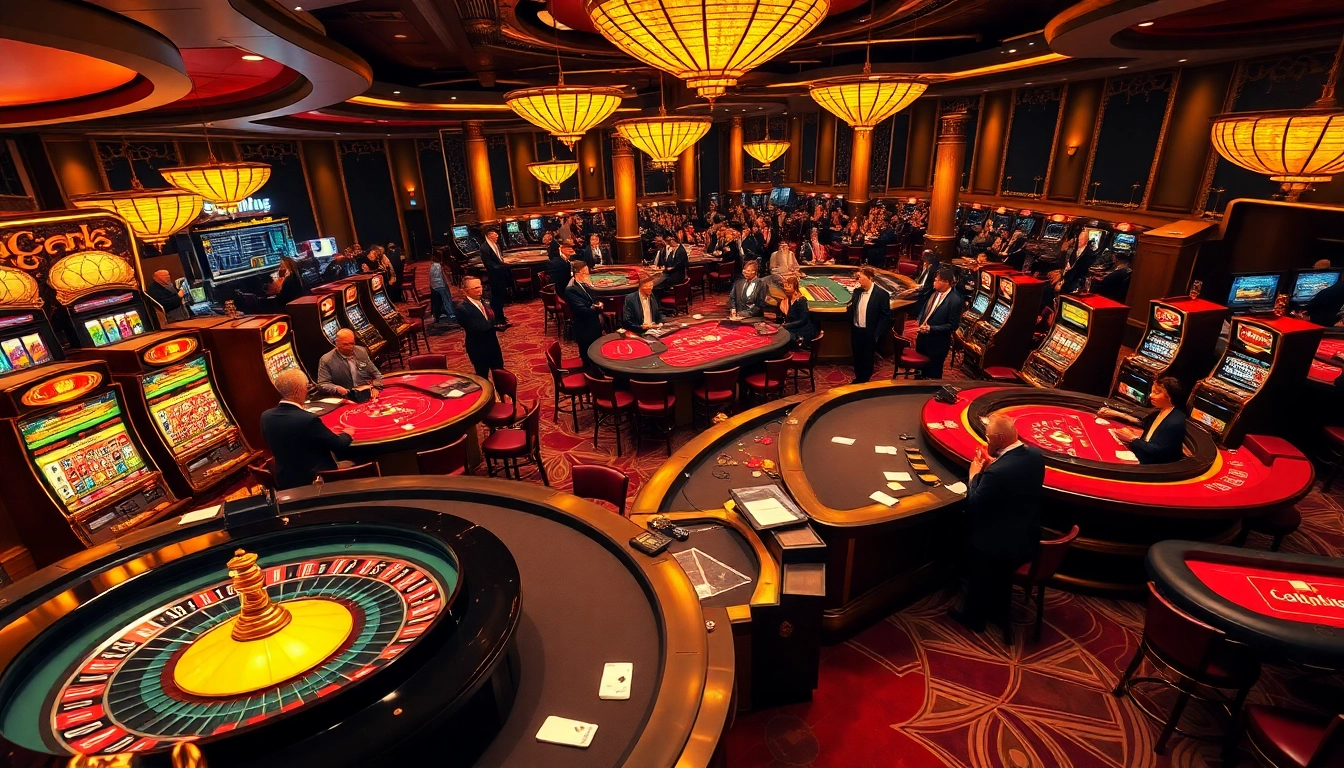 Engaging scene of a professional casino experience reflecting 33win.property with vibrant tables and excitement.