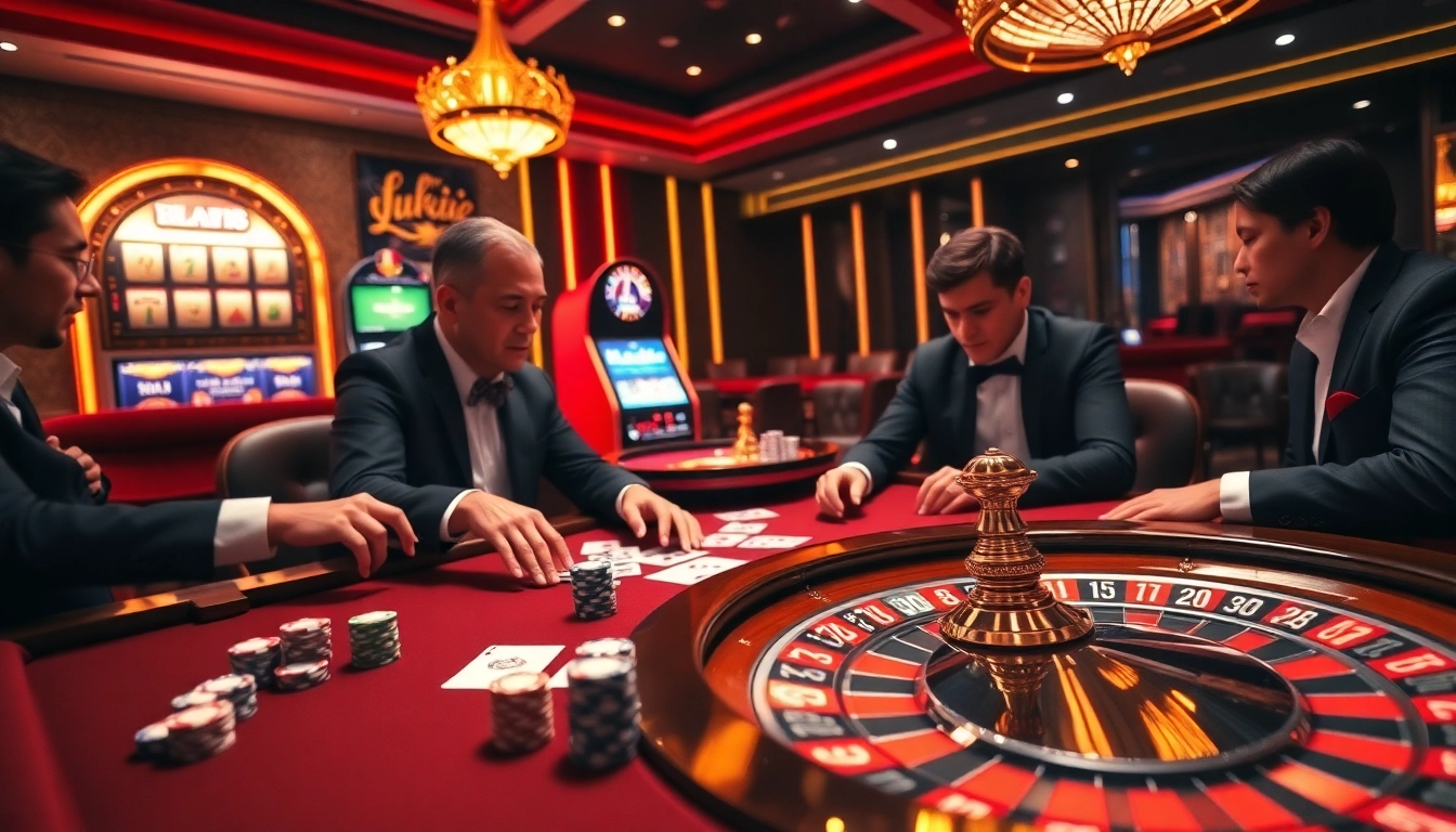 Experience thrilling gaming at Luck8 nhà cái uy tín with dynamic poker and roulette scenes.