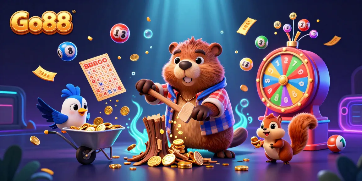 Engage in thrilling games at Go88 with vibrant lottery elements and dynamic characters in action.