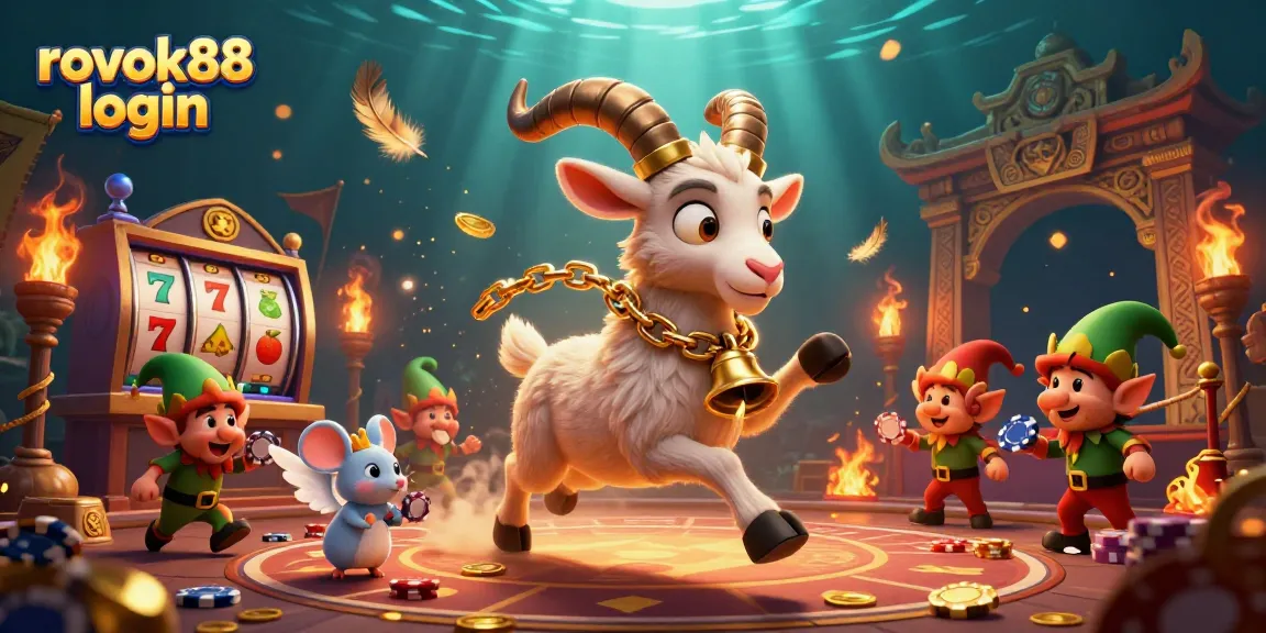 Experience the excitement of rokok88 login as lively characters engage in thrilling casino games, surrounded by vivid gambling elements.